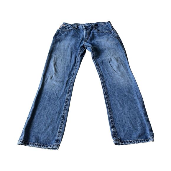 Ariat M4 Low Rise Boot Jeans Mens 36 Blue Denim Boot Leg Western Cowboy - Picture 1 of 6